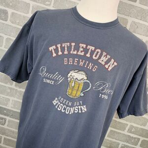 Titletown Brewing Green‎ Bay Wisconsin Vintage Beer Logo T-Shirt Men's XL Blue